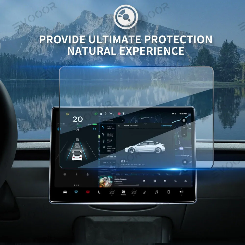 16"-os első és hátsó 9H edzett üveg képernyővédő fólia Tesla Model Y Juniper 2026+