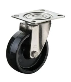 Talpas kerék 100 H100.B22.100 inox hőálló fekete forgóvillás terh: 130kg (BS)