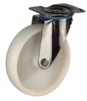 Talpas kerék 125 H100.A90.125 inox forgó villa fehér terhelhető: 130kg (BS)