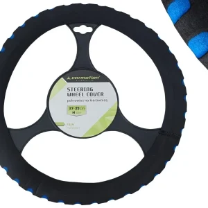 Kormánykerék huzat 37-39 cm "M" hab, fekete / kék