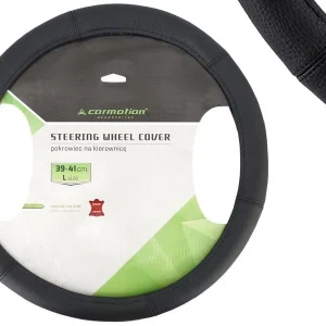 Kormánykerék huzat "L" 39-41 cm, valódi bőr, fekete