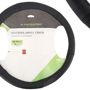 Kormánykerék huzat "XL" 42-44 cm, valódi bőr, fekete
