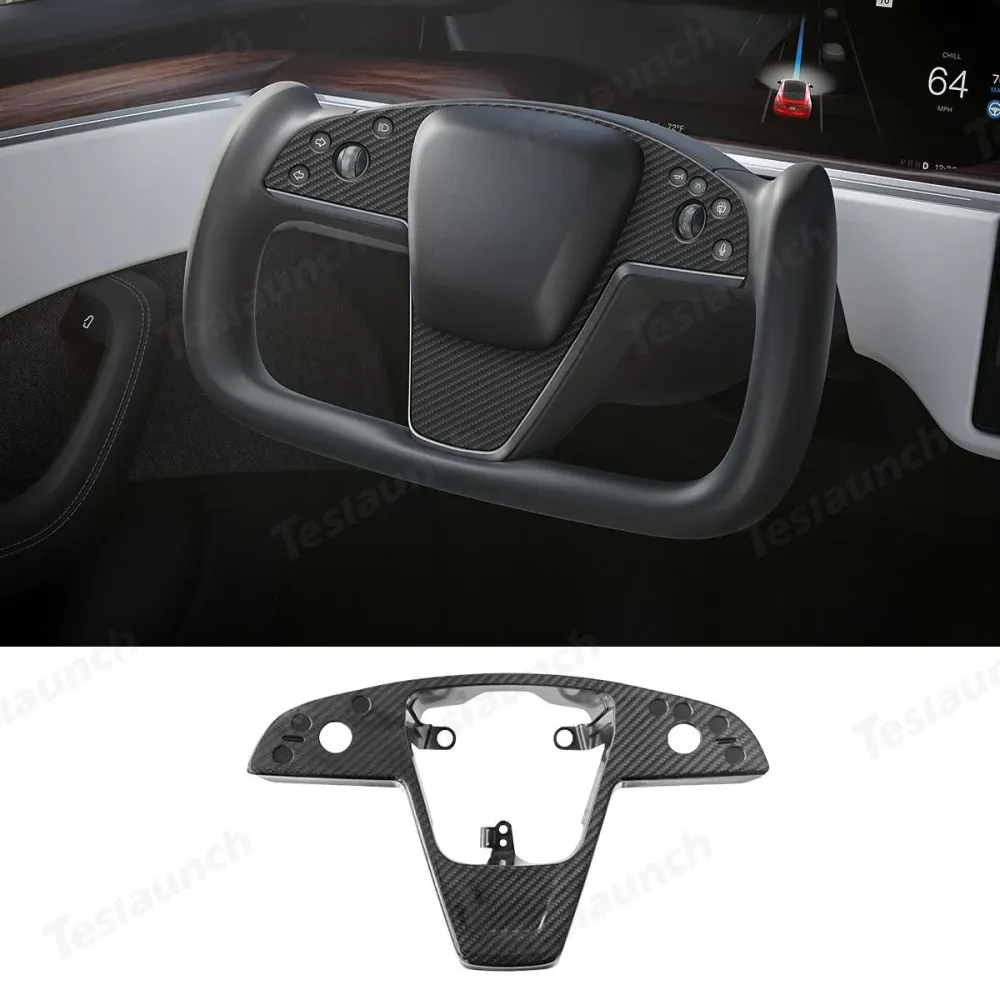 Prémium karbon kormánykerék takarólemez Tesla Model S/X (2021+) - Kormánykerék javítása és védelme
