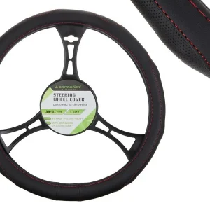 Kormányvédő PU 39-41 cm "L", perforált markolatok, fekete + piros szálakkal