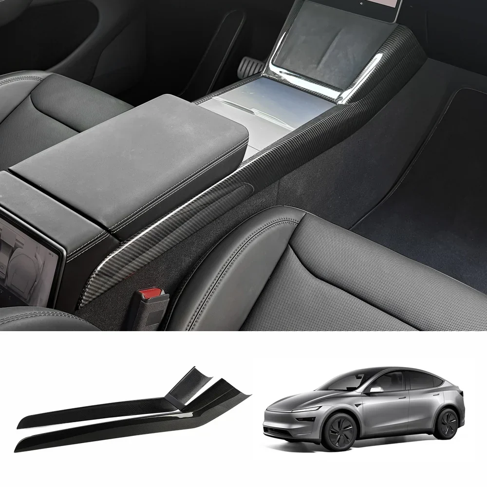 Kiváló minőségű szénszálas középkonzol-burkolat Tesla Model Y - Egyedi illeszkedés modern stílussal Juniper 2025+ modellhe...