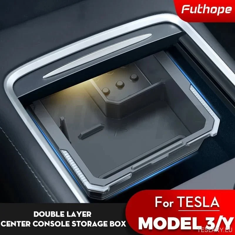 2--1 átlátszó központi vezérlő tároló doboz Tesla modellhez 3 y kártya fülhallgató partíció tároló esztétikai dekoráció
