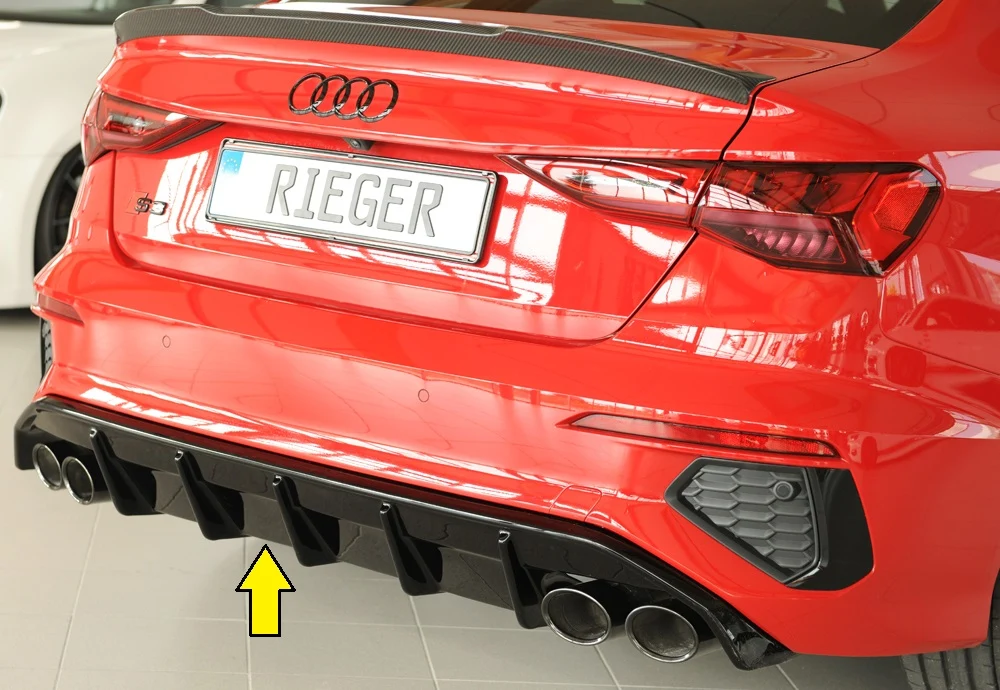 Rieger Diffúzor Audi S3, A3 S-Line 8Y 2020+ - Magasfényű Fekete