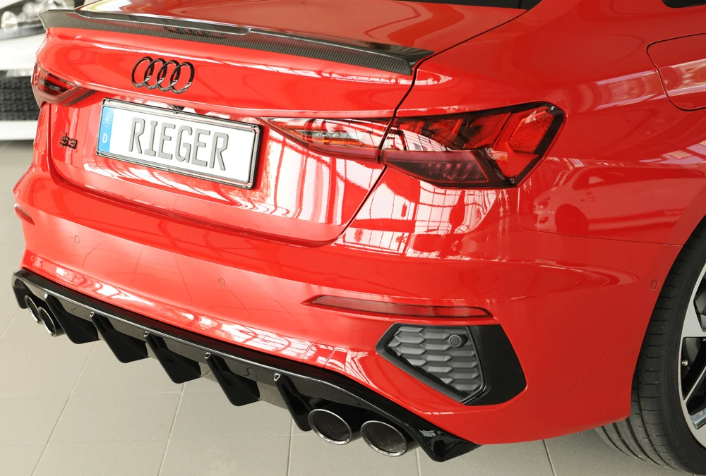 Rieger Diffúzor Audi S3, A3 S-Line 8Y 2020+ - Magasfényű Fekete