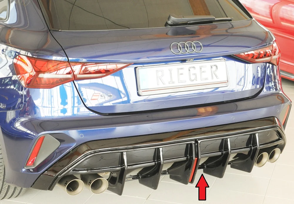 Rieger Diffúzor Audi S3, A3 S-Line 8Y 2024+ - Magasfényű Fekete
