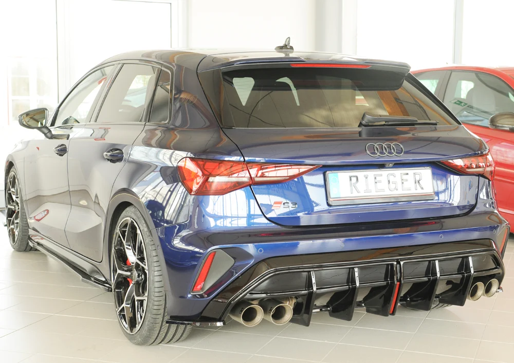 Rieger Diffúzor Audi S3, A3 S-Line 8Y 2024+ - Magasfényű Fekete