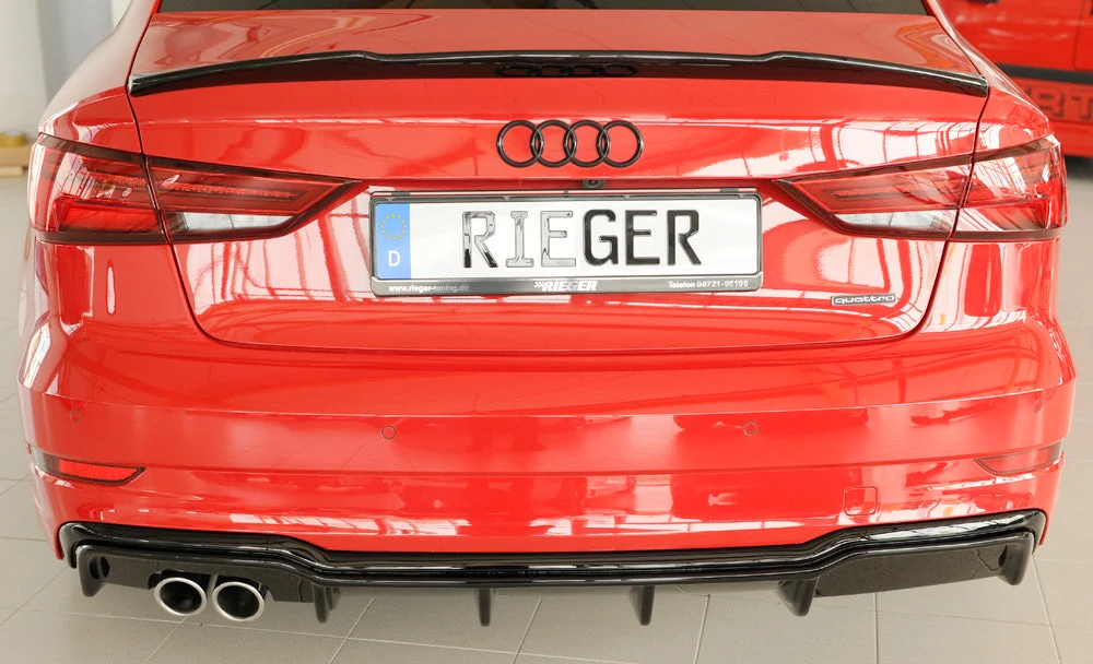 Rieger hátsó diffúzor betét Audi A3 8V Sedan Facelift – Magasfényű fekete