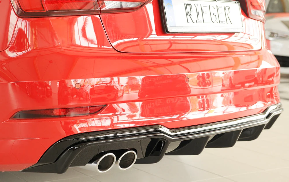 Rieger hátsó diffúzor betét Audi A3 8V Sedan Facelift – Magasfényű fekete