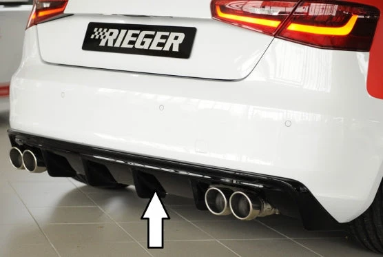 Rieger hátsó diffúzor betét (S3) Audi A3 8V Sportback - Magasfényű fekete