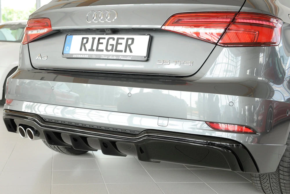 Rieger hátsó diffúzor betét Audi A3 8V Sportback Facelift – Magasfényű fekete