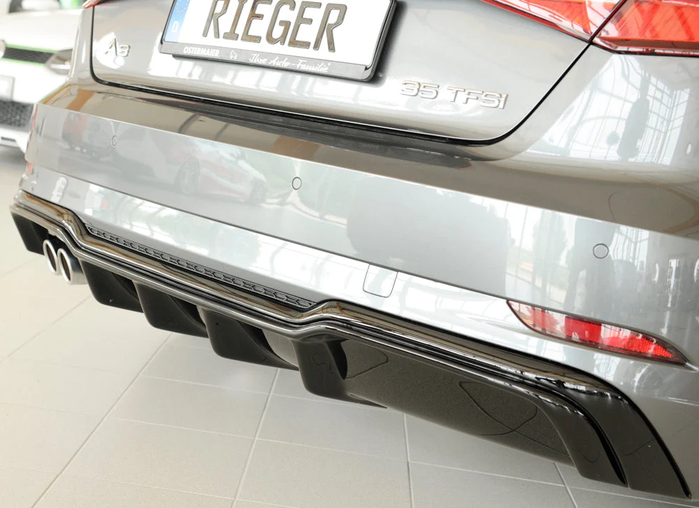 Rieger hátsó diffúzor betét Audi A3 8V Sportback Facelift – Magasfényű fekete