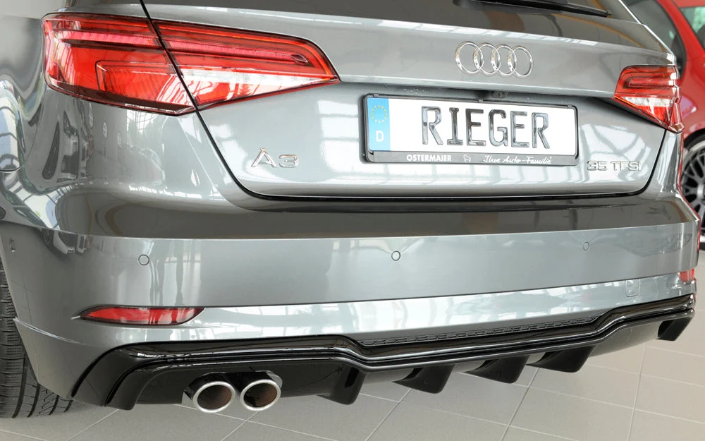Rieger hátsó diffúzor betét Audi A3 8V Sportback Facelift – Magasfényű fekete
