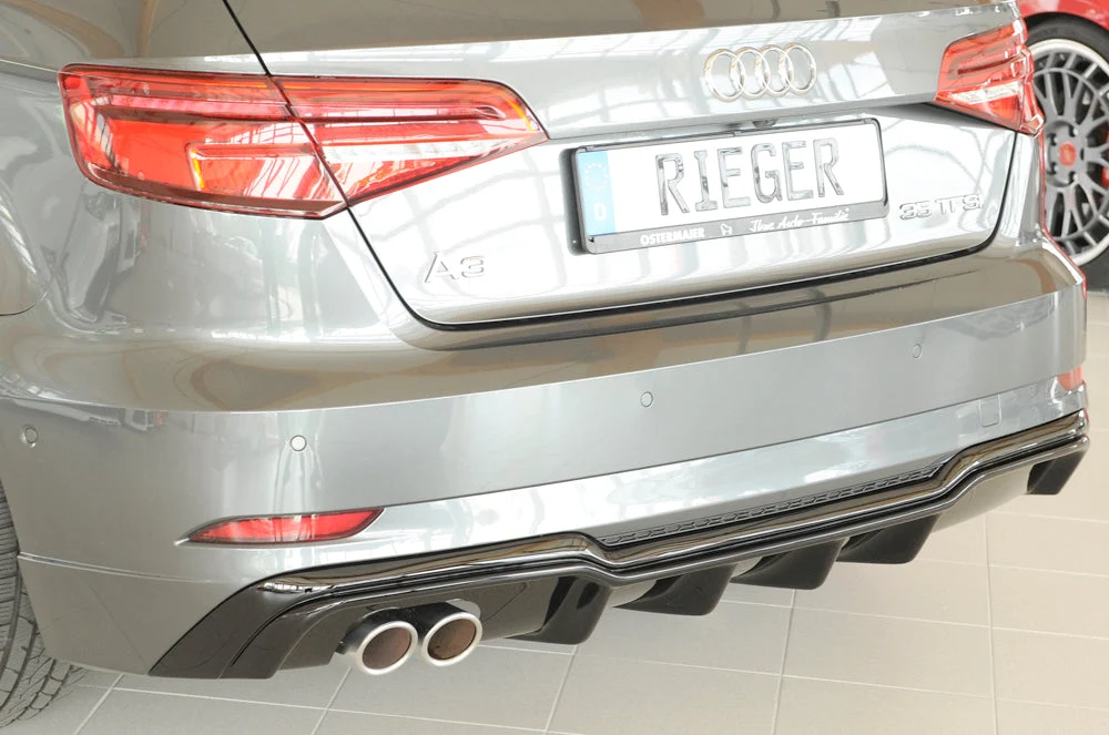 Rieger hátsó diffúzor betét Audi A3 8V Sportback Facelift – Magasfényű fekete