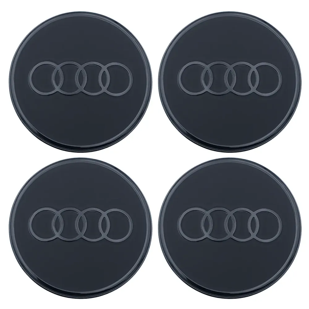 Audi keréktárcsák fekete matt 4 db, fényes Audi gyűrűkkel, 85H071006A