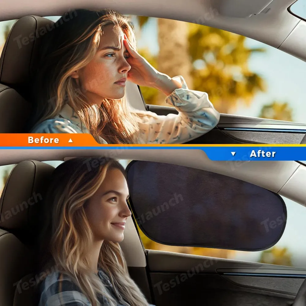 Statikus, hálós, szigetelt oldalsó ablak napellenző Tesla Model 3-hoz