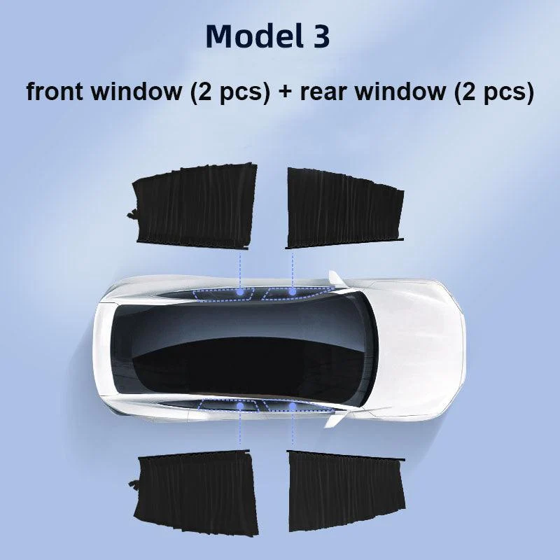 Tesla Oldalablak Track Slide Privacy Curtain Napernyő Model 3/Y