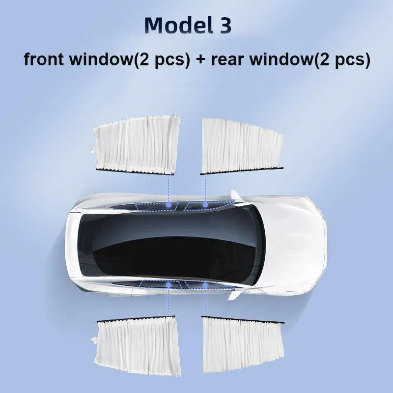 Tesla Oldalablak Track Slide Privacy Curtain Napernyő Model 3/Y