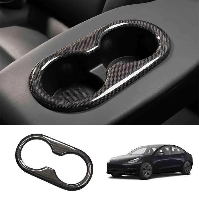 Model 3 Valódi szénszálas hátsó pohártartó huzat Tesla(2017-2023)