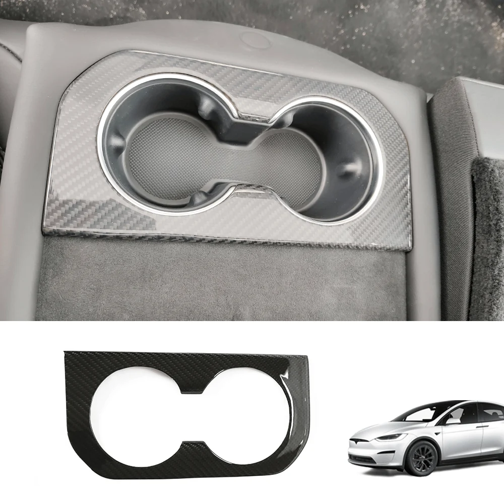 [Real Carbon Fiber] Hátsó pohártartó fedél Tesla modellhez S 2021+