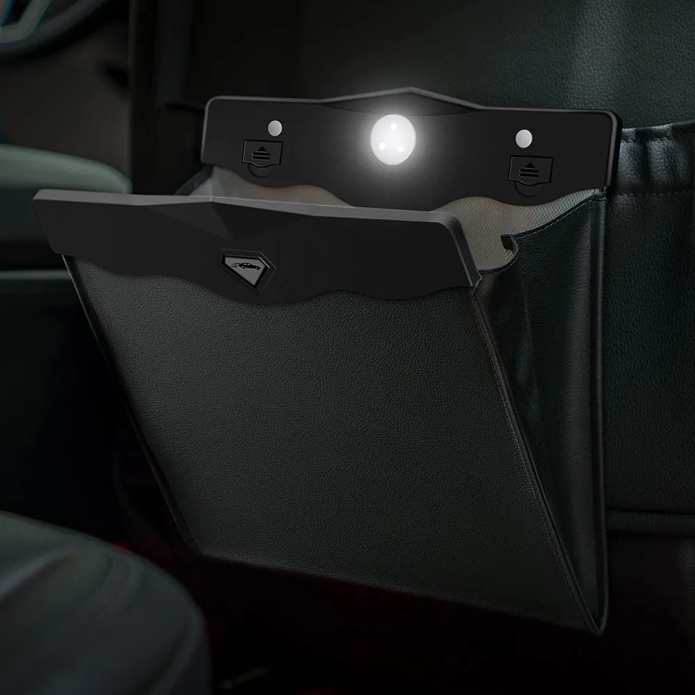 Tartós LED-es autós szemetes Tesla Model 3/Y/X/hezS - Környezetbarát autós hulladékgyűjtő