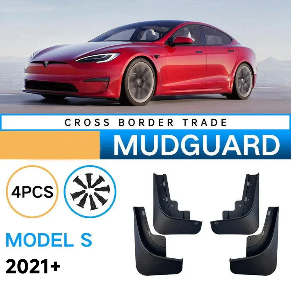 Tesla Model S Sárvédők Első-Hátsó Sárvédő Készlet, Fúrás Nélküli Sárvédő (2021+)