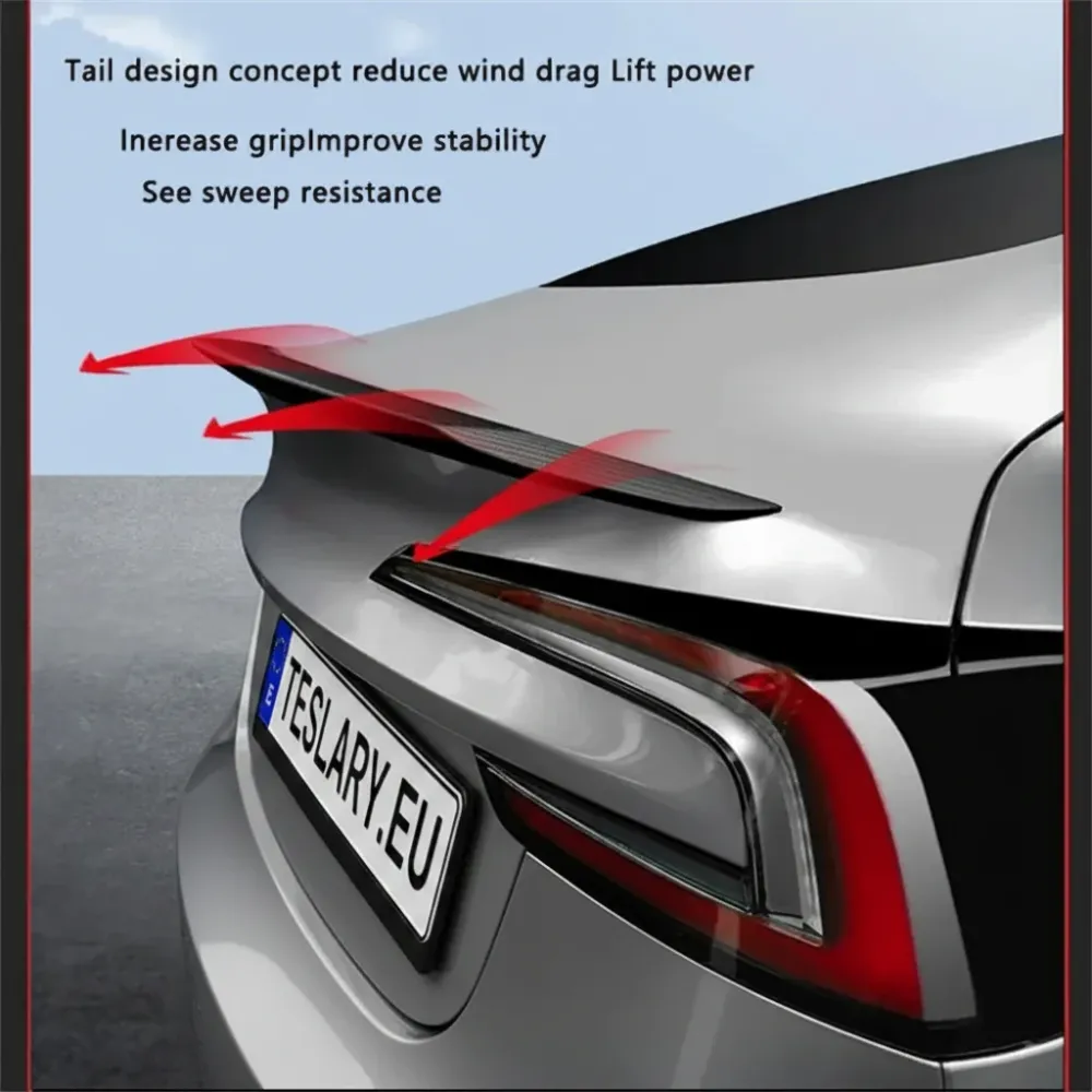 Tesla Model 3+ Highland 2024 100% valódi szénszálas hátsó csomagtartó spoiler