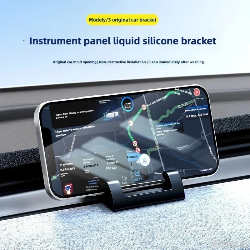 TELEDÉS TÁRSASÁGOS TESLA 3/Y MODELL - SNAP -ON Dashboard és Air Conder Mount, állítható szilikon