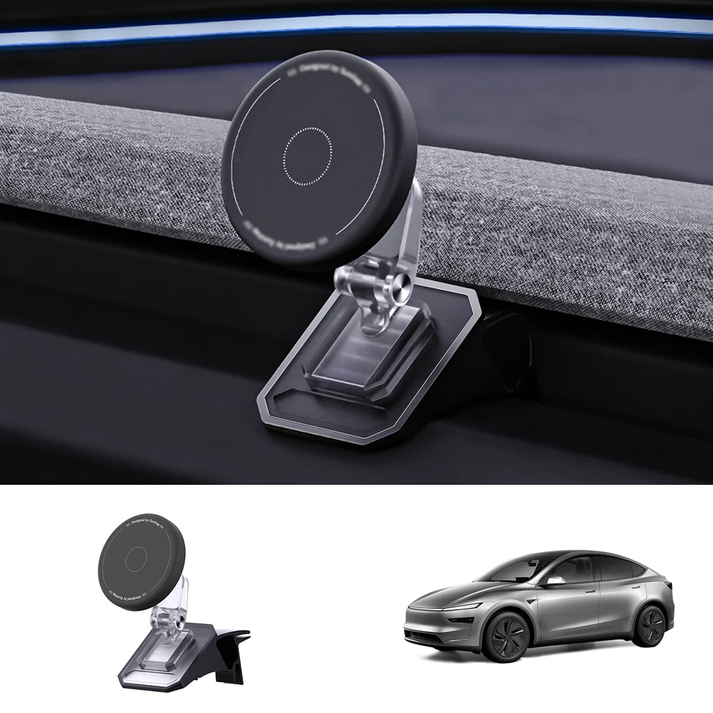 Tesla Model Y & Model 3 mágneses telefontartó szilikon védelemmel - biztonságos tartó Juniper 2025+ és Highland 2024+ kész...