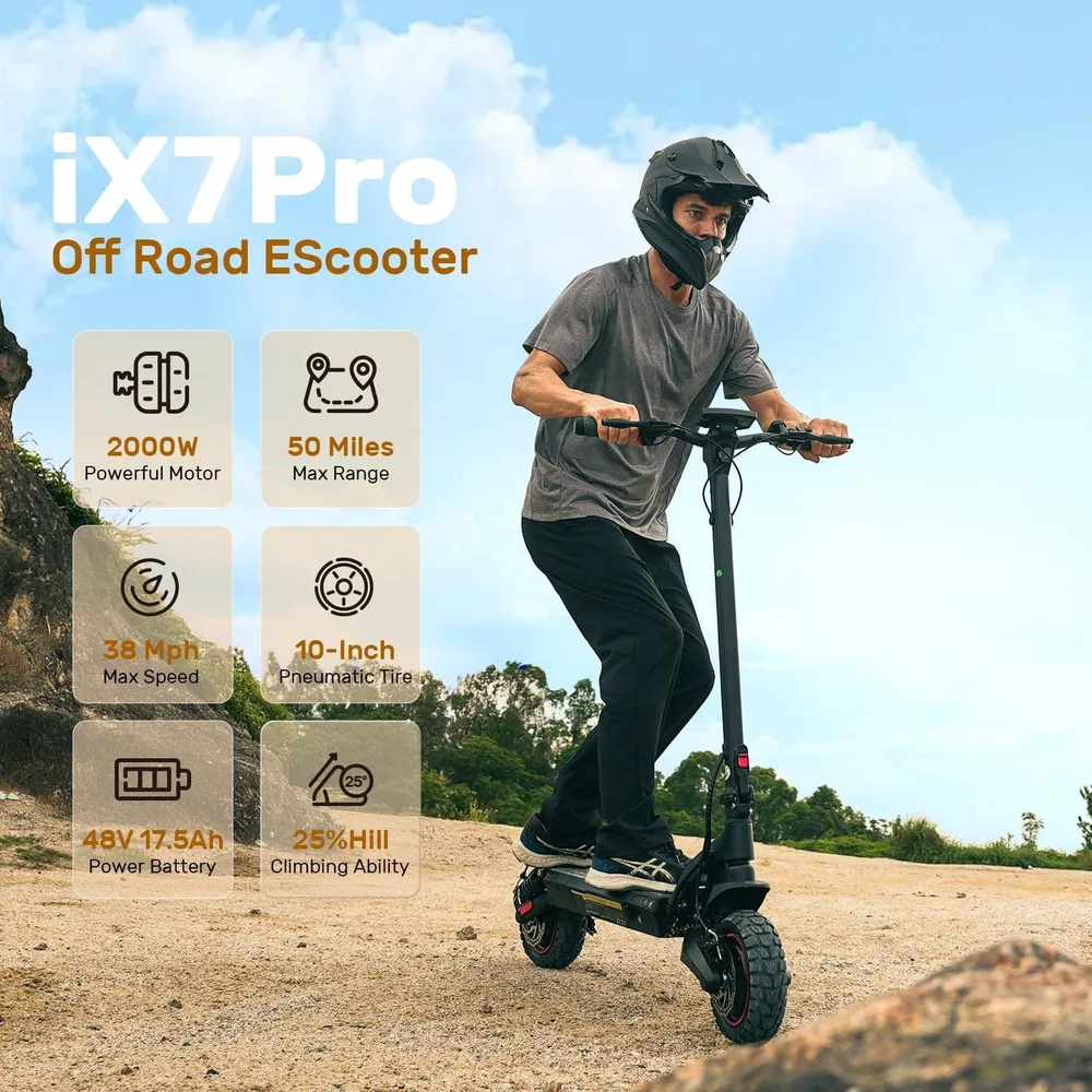 Elektromos roller iX7Pro 2000W dupla motorral, összecsukható, terepjáró CE Jóváhagyott E-roller iScooter