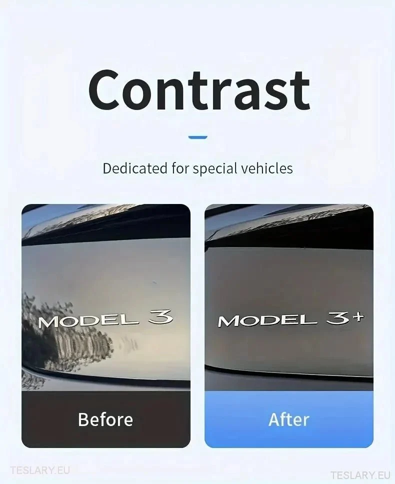 Tesla modell 3+ hosszú tartomány " +" logó ezüst