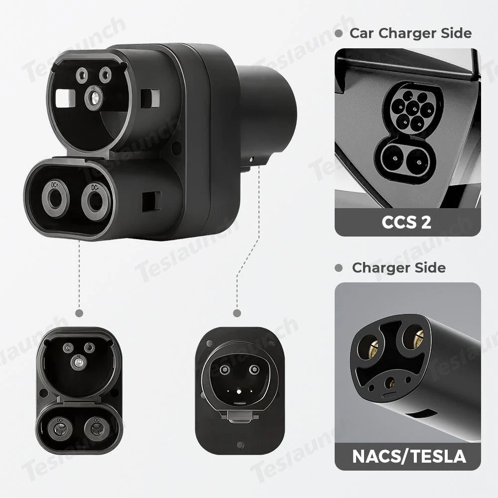 CCS2 elektromos jármű adapter NACS és Tesla töltőállomásokhoz
