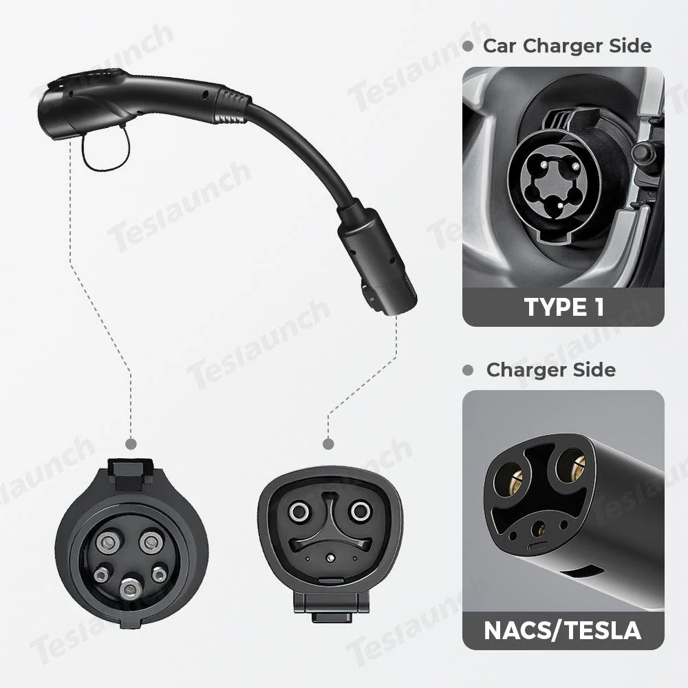 Elektromos jármű töltőkábel NACS és Tesla járművekhez J1772 adaptercsatlakozóval