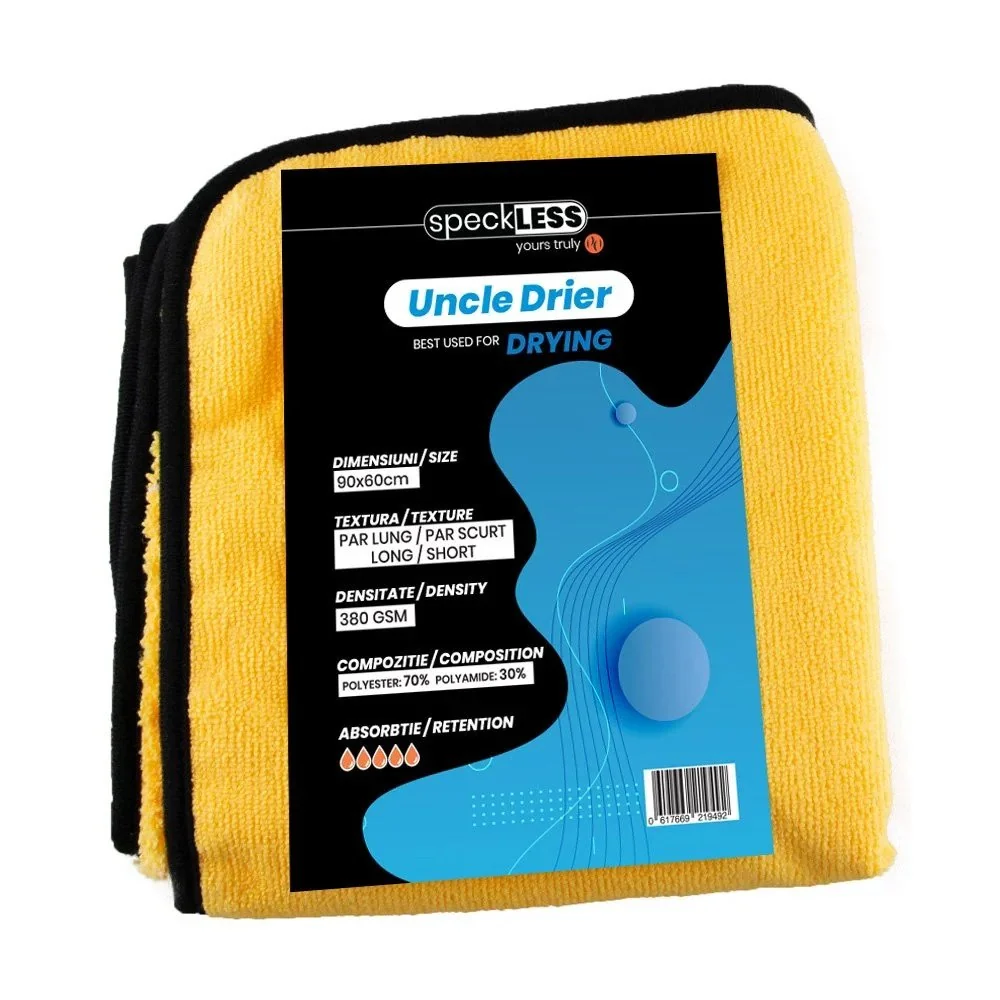 Szárítótörülköző SpeckLESS Uncle Drier, 380 GSM, sárga, 90 x 60 cm