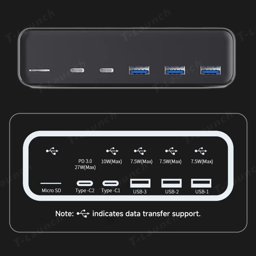 Tesla Model 3/Y dokkolóállomás-6 az 1-ben USB hub bővítő adapter